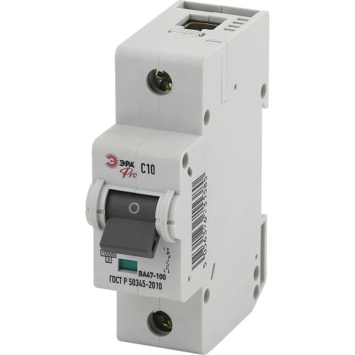 Выключатель автоматический модульный 1п C 10А 10кА ВА47-100 PRO NO-902-260 ЭРА Б0048850
