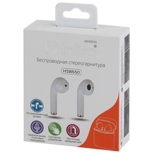 Гарнитура-Bluetooth HSW650White бел. Intro Б0051395