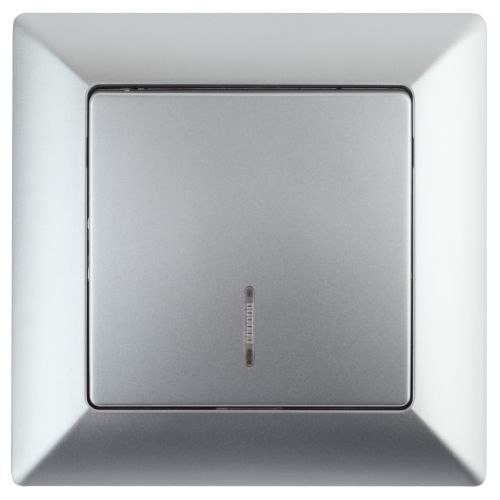 Выключатель 1-кл. СП Solo 4-102-03 10А 250В IP20 с подсветкой алюм. Intro Б0053561