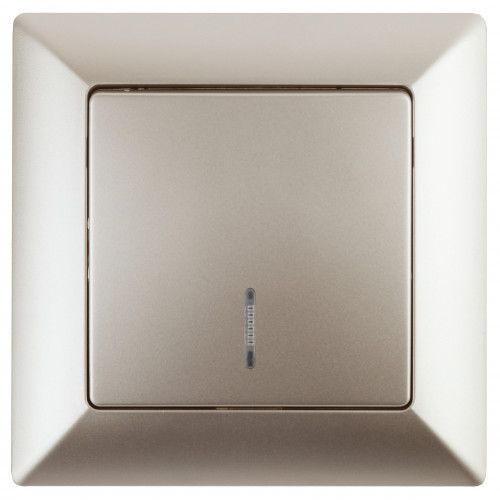 Выключатель 1-кл. СП Solo 4-102-04 10А 250В IP20 с подсветкой шампань Intro Б0053563