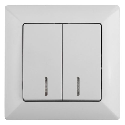 Выключатель 2-кл. СП Solo 4-105-01 10А 250В IP20 с подсветкой бел. Intro Б0053593