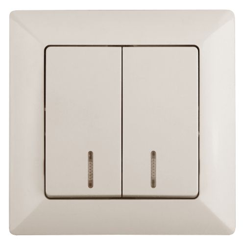 Выключатель 2-кл. СП Solo 4-105-02 10А 250В IP20 с подсветкой слон. кость Intro Б0053594