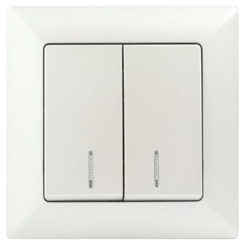 Выключатель 2-кл. СП Solo 4-105-06 10А 250В IP20 с подсветкой перламутр Intro Б0053598