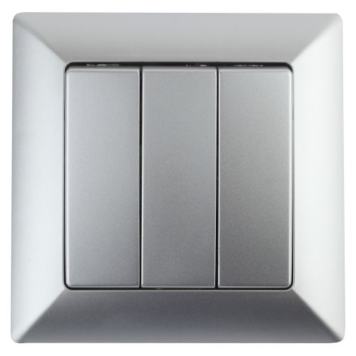 Выключатель 3-кл. СП Solo 4-106-03 10А 250В IP20 алюм. Intro Б0053603