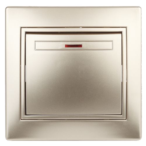 Выключатель 1-кл. СП Plano 10А IP20 1-102-04 250В с подсветкой шампань Intro Б0053732