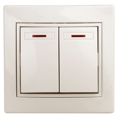 Выключатель 2-кл. СП Plano 10А IP20 1-105-02 250В с подсветкой сл. кость Intro Б0053775