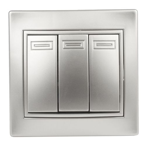 Выключатель 3-кл. СП Plano 10А IP20 1-106-03 250В алюм. Intro Б0053791