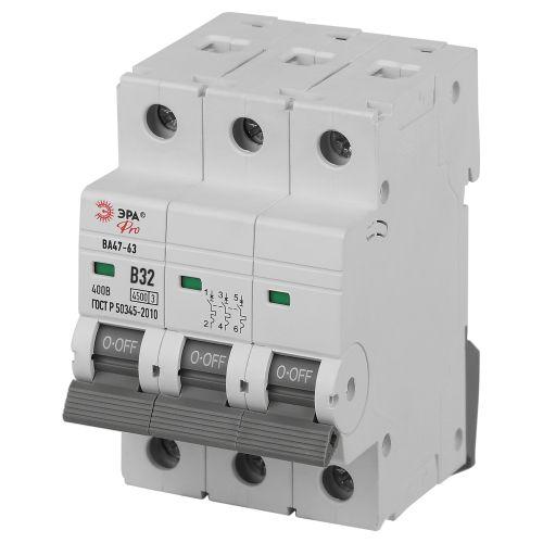 Выключатель автоматический 3п B 32А 4.5кА ВА47-63 PRO ЭРА Б0059395