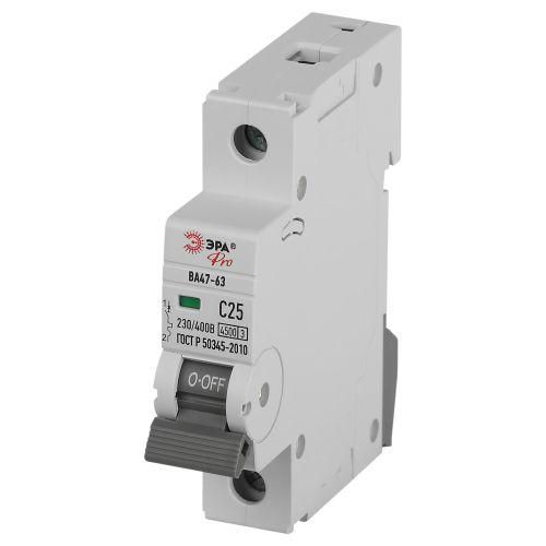 Выключатель автоматический 1п C 25А 4.5кА ВА47-63 PRO ЭРА Б0059409