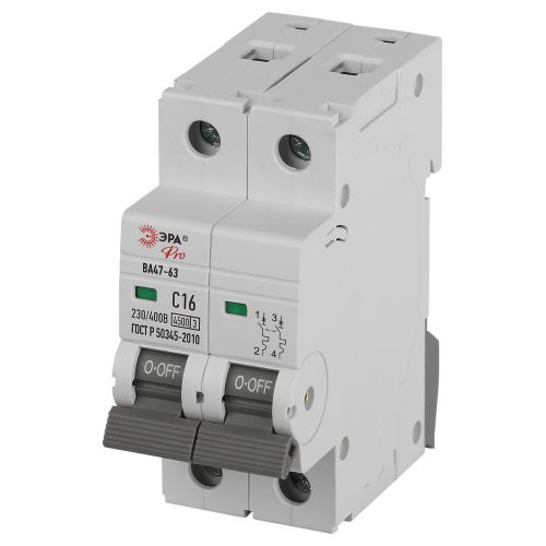 Выключатель автоматический 2п C 16А 4.5кА ВА47-63 PRO ЭРА Б0059422