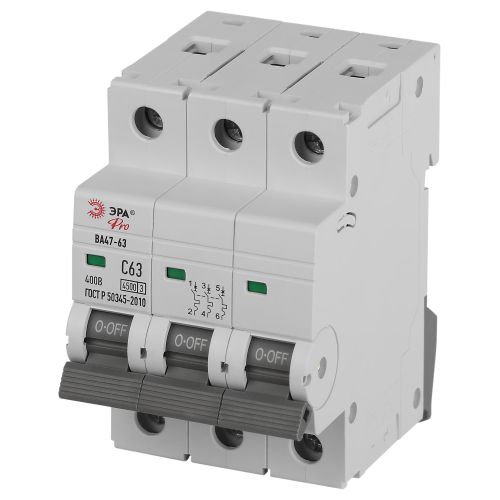 Выключатель автоматический 3п C 63А 4.5кА ВА47-63 PRO ЭРА Б0059443