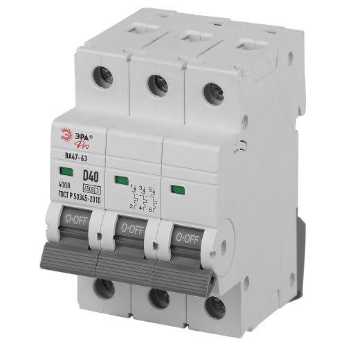 Выключатель автоматический 3п D 40А 4.5кА ВА47-63 PRO ЭРА Б0059481