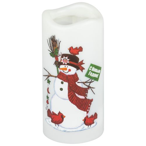 Проектор светодиодный EGNDS -SN светильник новогодний Свеча Снеговик теплый свет 4 LED 3хAAA 15см Эра Б0060552