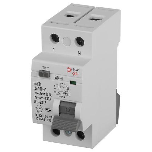 Выключатель дифференциального тока (УЗО) 2п 63А 300мА тип S ВД1-63 PRO электромеханич. VD2EM63S300 Эра Б0061793