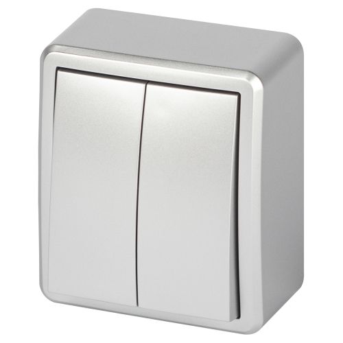 Выключатель 2-кл. ОП Эксперт 11-1204-03 IP20 10АХ-250В алюм. Эра Б0063035