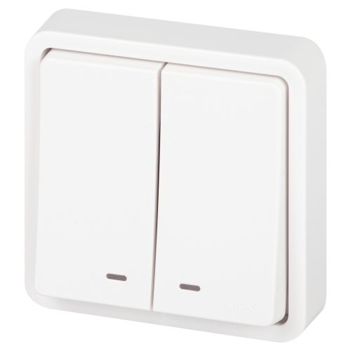 Выключатель Эксперт 11-1525-01 двойн. с подсветкой IP55 10АХ-250В СУ бел. Эра Б0063304