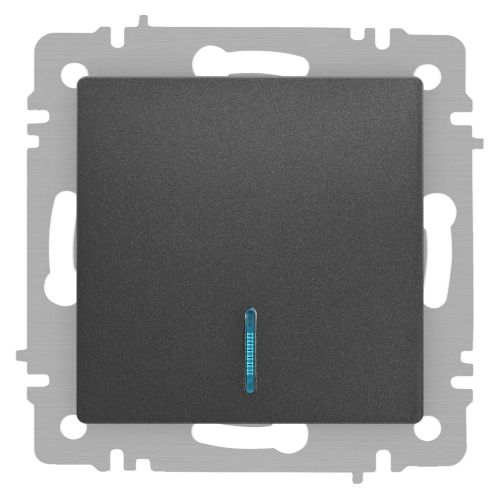 Выключатель 1-кл. СП Accent 6-102-07 10А IP20 250В с подсветкой AL/CU графит Intro Б0063434