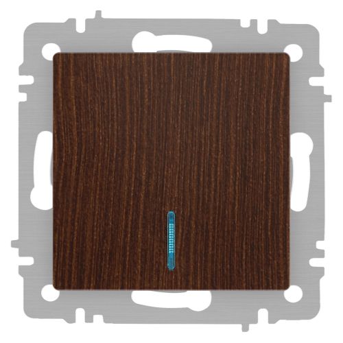 Выключатель 1-кл. СП Accent 6-102-10 10А IP20 250В с подсветкой AL/CU венге Intro Б0063449