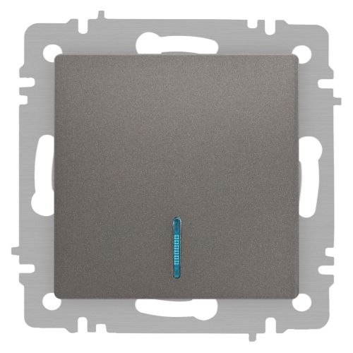 Выключатель 1-кл. СП Accent 6-102-09 10А IP20 250В с подсветкой AL/CU титан Intro Б0063460