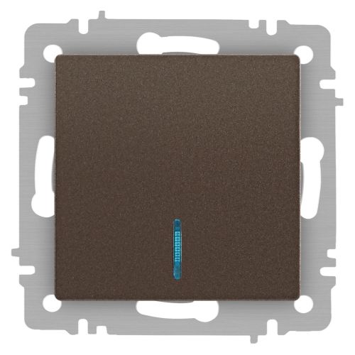 Выключатель 1-кл. СП Accent 6-102-08 10А IP20 250В с подсветкой AL/CU бронза Intro Б0063463