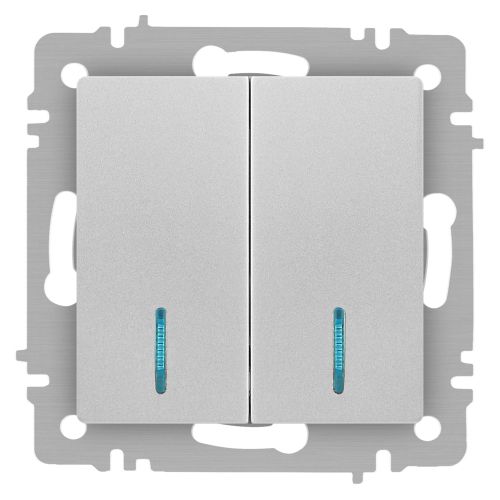 Выключатель 2-кл. СП Accent 6-105-03 10А IP20 250В с подсветкой AL/CU алюм. Intro Б0063511