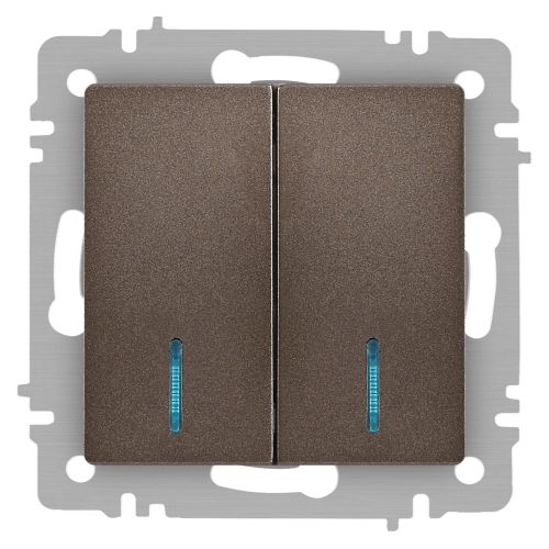 Выключатель 2-кл. СП Accent 6-105-08 10А IP20 250В с подсветкой AL/CU бронза Intro Б0063523