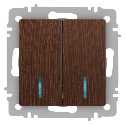 Выключатель 2-кл. СП Accent 6-105-10 10А IP20 250В с подсветкой AL/CU венге Intro Б0063527