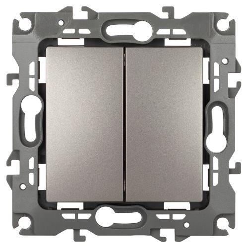 Выключатель 2-кл. Эра12 12-1104-16 10А 250В 10AX механизм титан ЭРА Б0065710