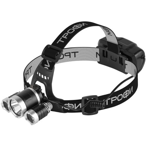 Фонарь светодиодный налобный GA-106 аккумуляторный 4 режима трехламповый High Power Headla Трофи Б0069573