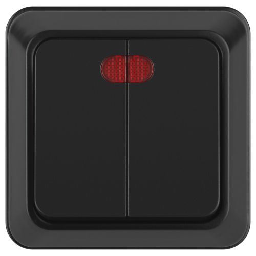 Выключатель 2-кл. ОП Quadro 2-105-05 10А IP20 250В с подсветкой антрацит Intro Б0069733