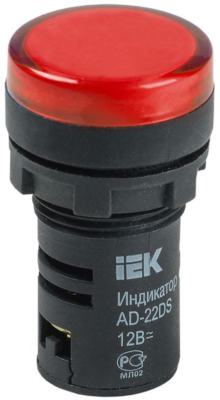 Лампа светосигнальная AD22DS d22мм 12В AC/DC красн. KARAT IEK BLS10-ADDS-012-K04
