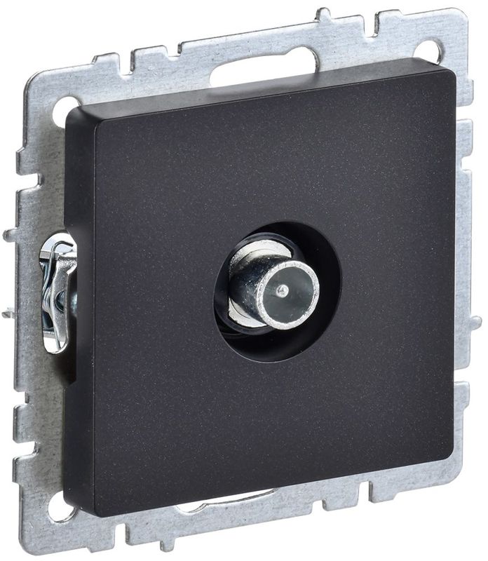 Розетка телевизионная проходная TV СП Brite РТВ10-0-БрЧ механизм черн. IEK BR-A10-P-K02