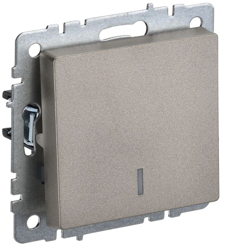 Выключатель проходной 1-кл. СП BRITE ВС10-1-7-БрШ 10А с индик. механизм шампань IEK BR-V12-1-10-K37