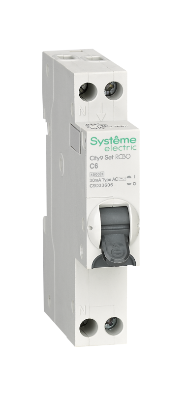 Выключатель автоматический дифференциального тока 2п (1P+N) C 6А 30мА тип AC 4.5кА City9 18мм SE C9D33606