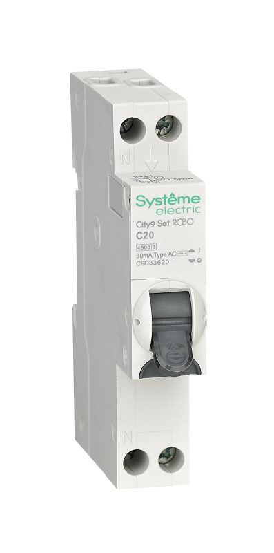 Выключатель автоматический дифференциального тока 2п (1P+N) C 20А 30мА тип AC 4.5кА City9 18мм SE C9D33620