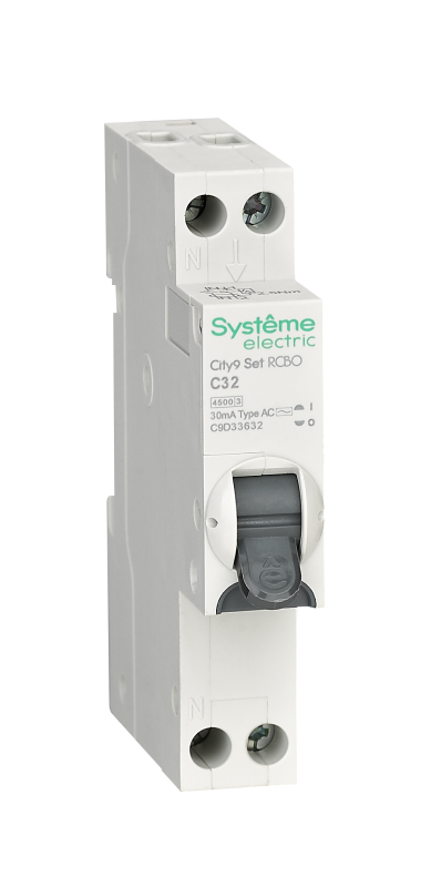 Выключатель автоматический дифференциального тока 2п (1P+N) C 32А 30мА тип AC 4.5кА City9 18мм SE C9D33632