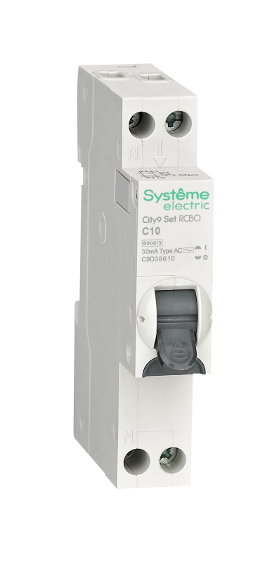 Выключатель автоматический дифференциального тока 2п (1P+N) C 10А 30мА тип AC 6кА City9 18мм SE C9D38610
