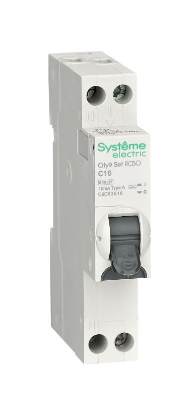 Выключатель автоматический дифференциального тока 2п (1P+N) C 16А 10мА тип A 6кА City9 18мм SE C9D83616