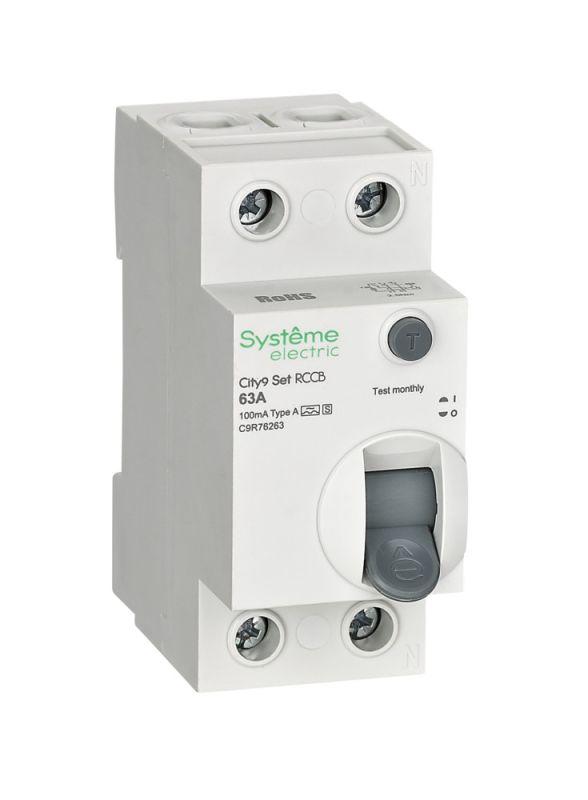 Выключатель дифференциального тока City9 Set 2п 63А 100мА A-S 230В SE C9R76263