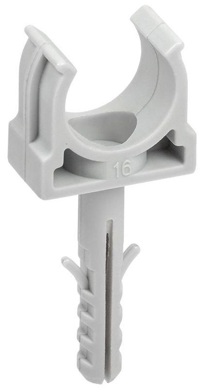 Держатель для труб (клипса) CT16 с защелкой и дюбелем без винта ELASTA IEK CTA10MP-CT16-K41-100