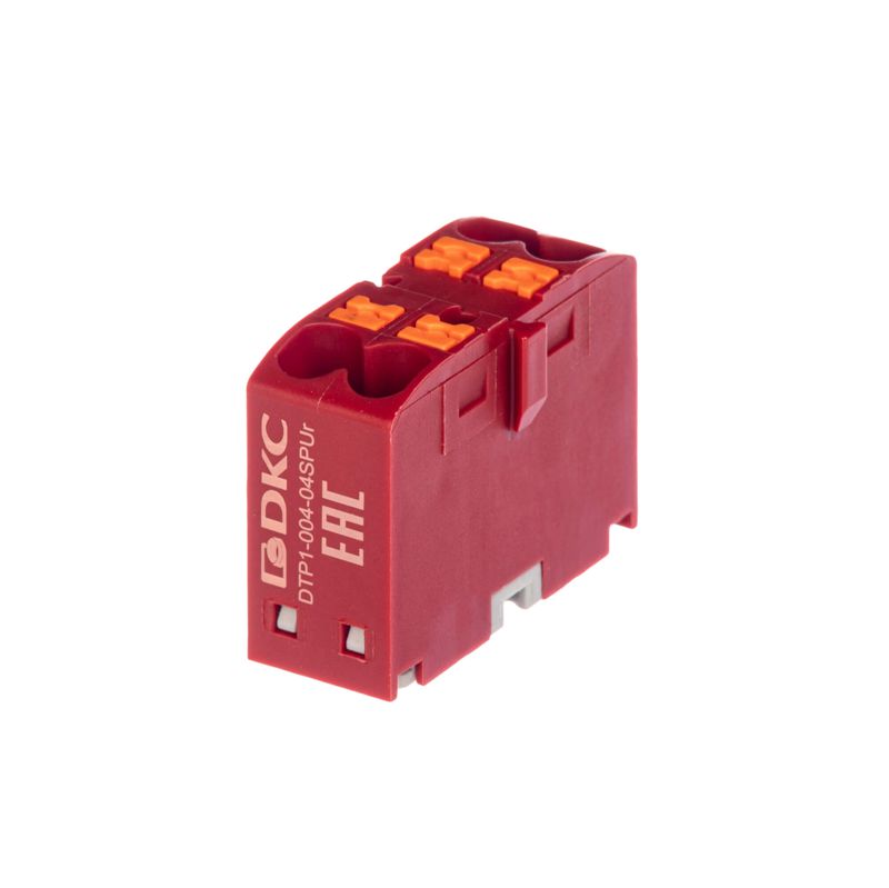 Блок распределительный зажим push-in 4 точки подключения 2.5кв.мм красн. DKC DTP1-004-04SPUR