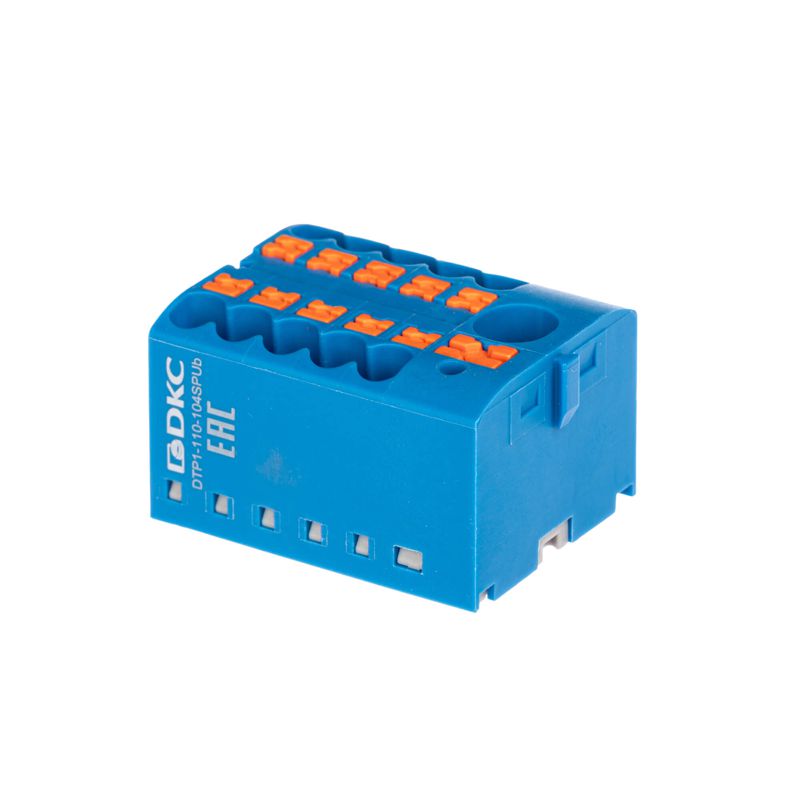 Блок распределительный зажим push-in 1 ввод 6кв.мм 10 точек подключения 2.5кв.мм син. DKC DTP1-110-104SPUB