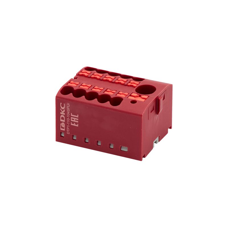 Блок распределительный зажим push-in 1 ввод 6кв.мм 10 точек подключения 2.5кв.мм красн. DKC DTP1-110-104SPUR