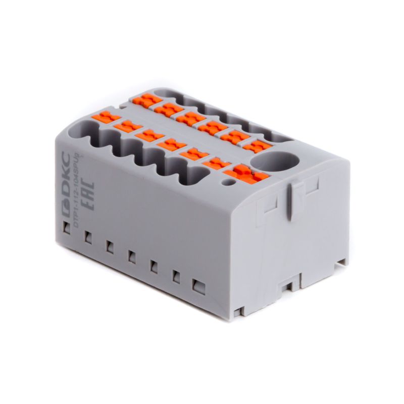 Блок распределительный зажим push-in 1 ввод 6кв.мм 12 точек подключения 2.5кв.мм сер. DKC DTP1-112-104SPUG