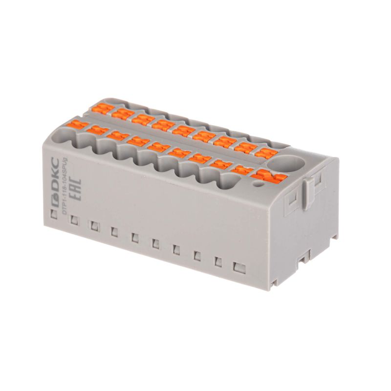 Блок распределительный зажим push-in 1 ввод 6кв.мм 18 точек подключения 2.5кв.мм сер. DKC DTP1-118-104SPUG