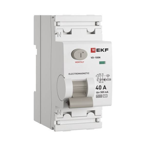 Выключатель дифференциального тока 2п 40А 300мА тип AC 6кА ВД-100N электромех. PROxima EKF E1026M40300