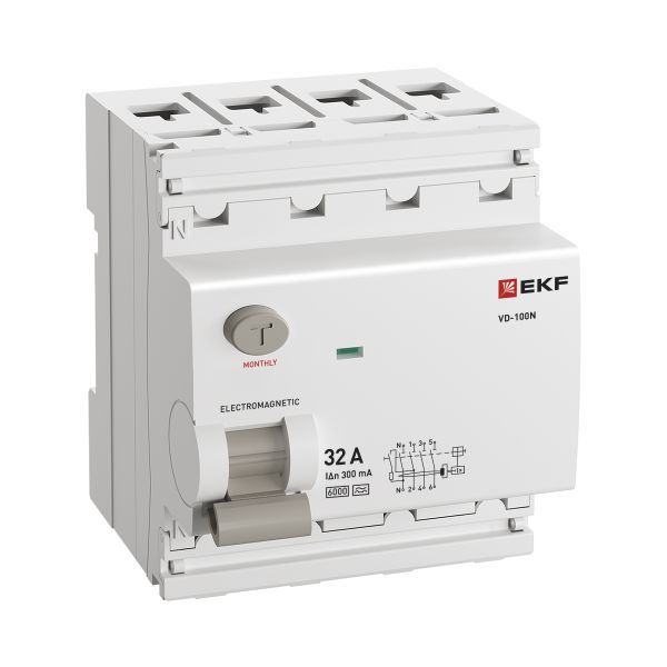 Выключатель дифференциального тока 4п 32А 300мА тип A 6кА ВД-100N электромех. PROxima EKF E1046MA32300