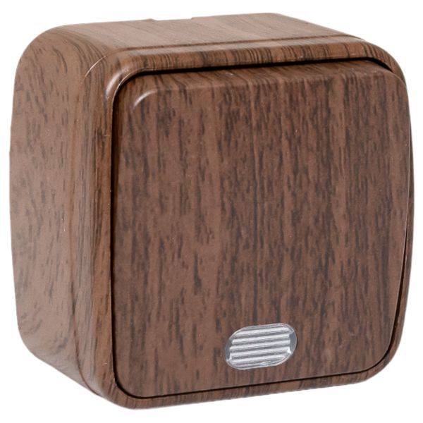 Выключатель 1-кл. 2п ОП Минск 10А IP20 с индикатором темн. дерево EKF EGV10-121-40