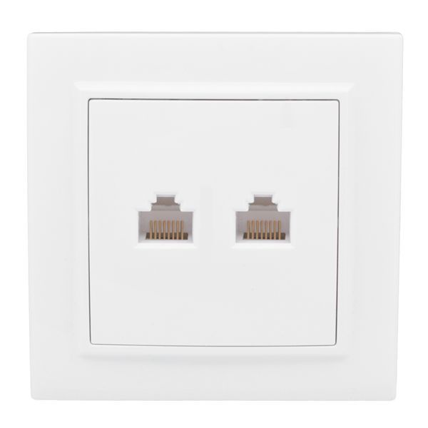 Розетка компьютерная + телефонная 2-м СП Минск RJ45 + Phone бел. Basic EKF ERK00-135-10