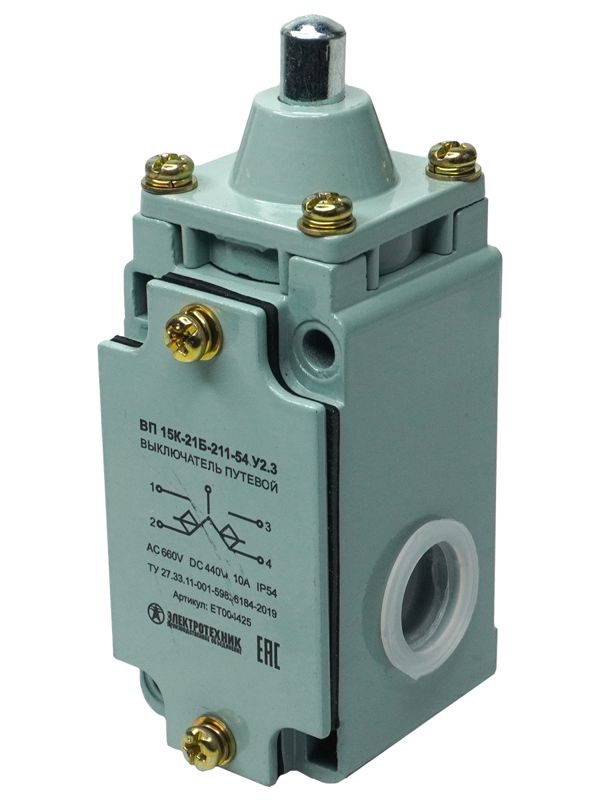 Выключатель путевой ВП 15К-21Б-211-54 У2.3 IP54 толкатель полумгновенный Электротехник ET004425